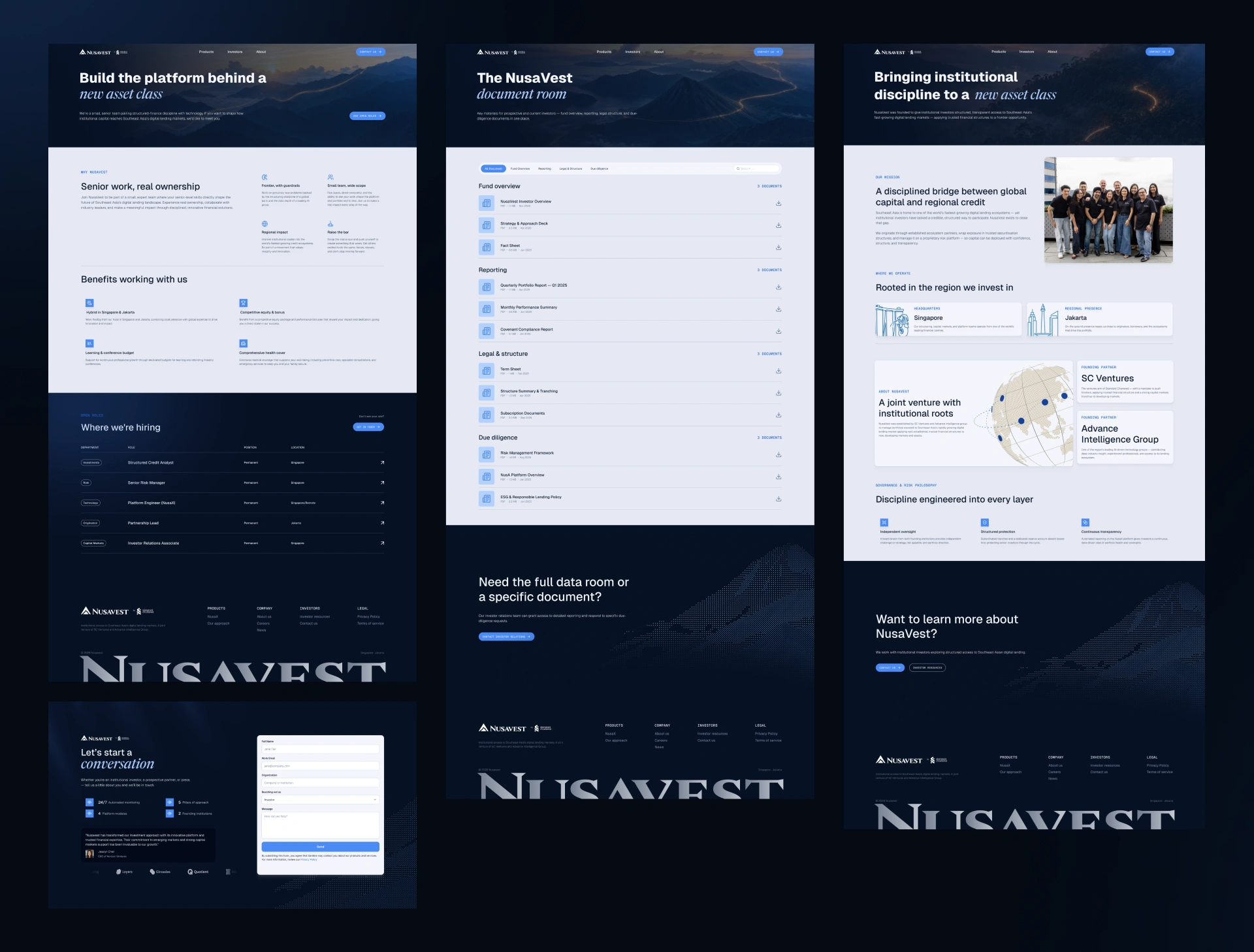 NusaVest: responsive pages and visual system