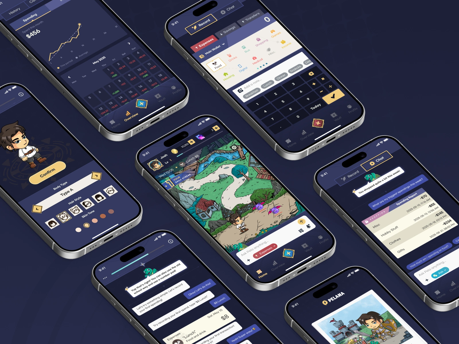 Original design study: Mobile app screen overview