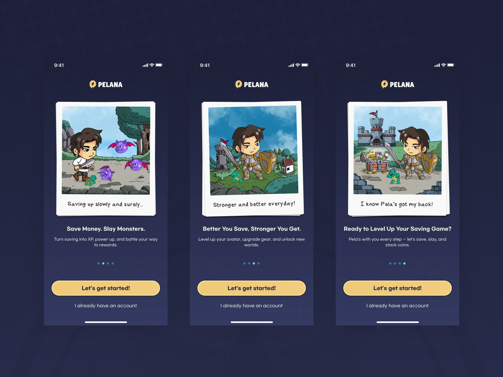 Original design study: Onboarding screens
