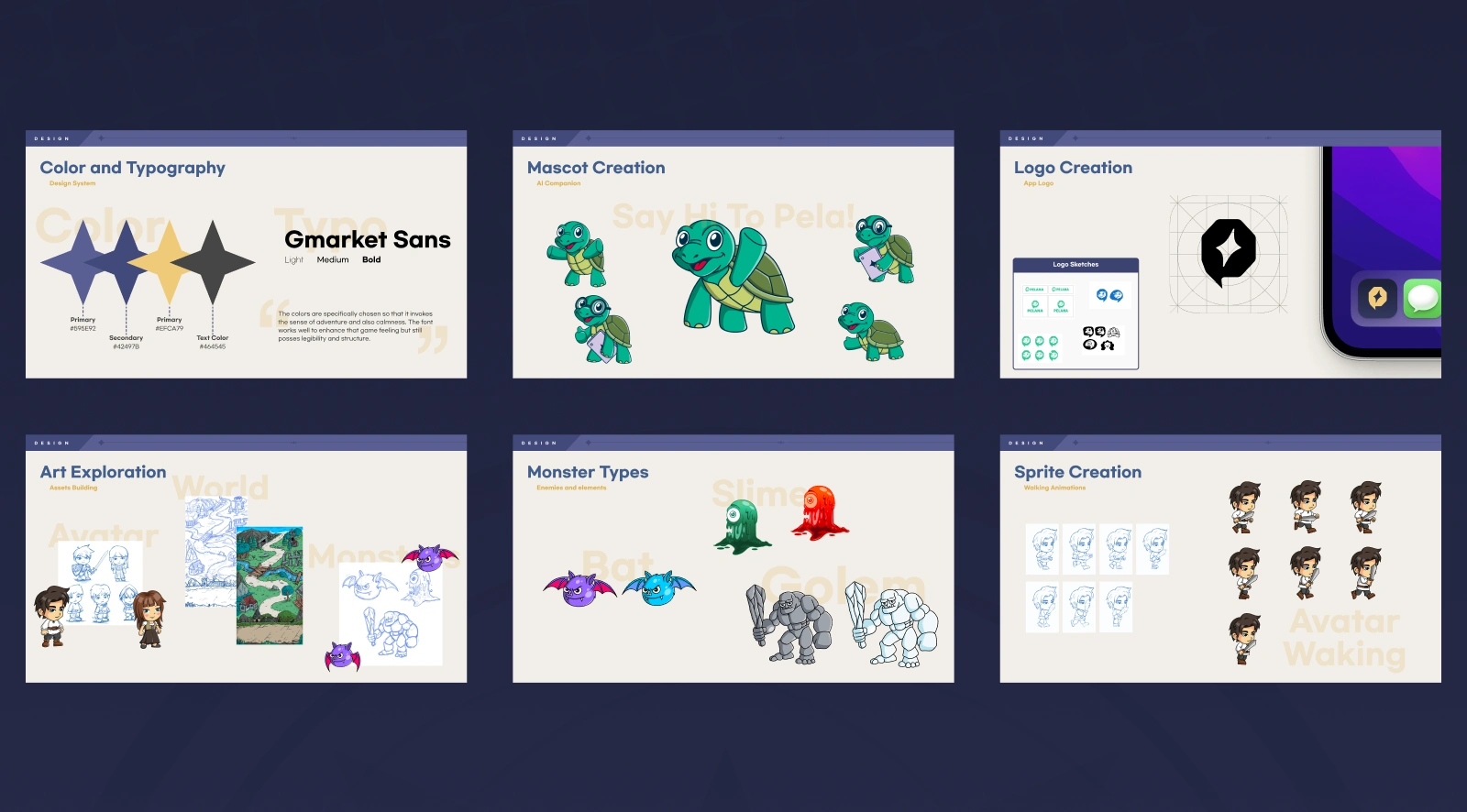 Original design study: Color, typography and character development
