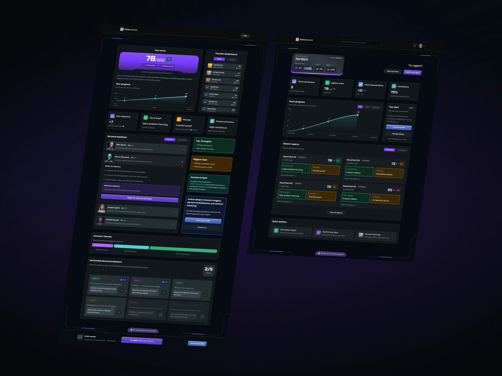 Pitch Arcade: Feedback dashboard