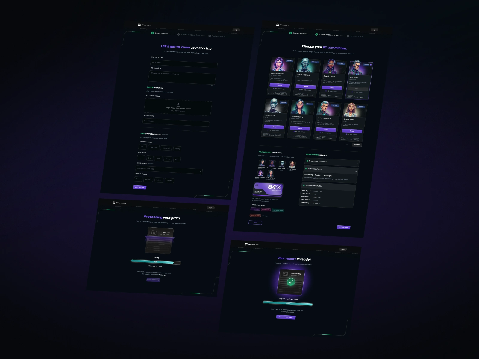 Pitch Arcade: Pitch submission screens
