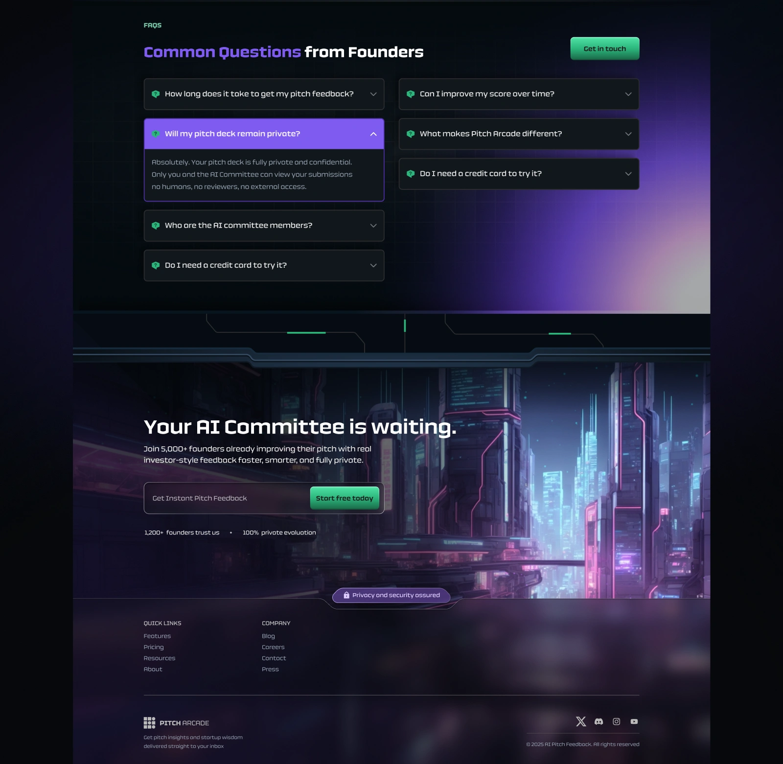 Pitch Arcade: FAQ and call to action
